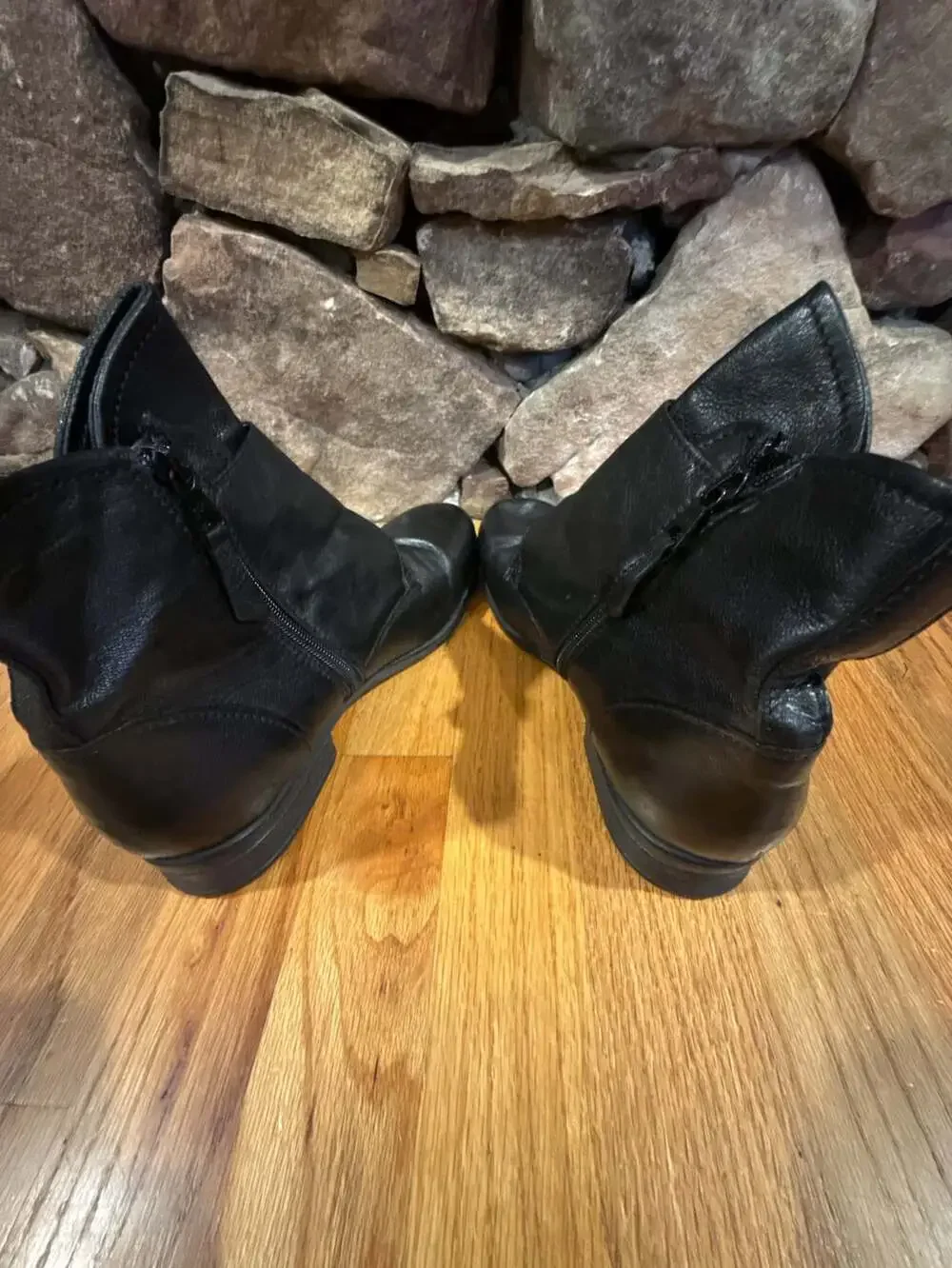 Miz Mooz Verona Collection Black Leather Buckle Ankle Boots